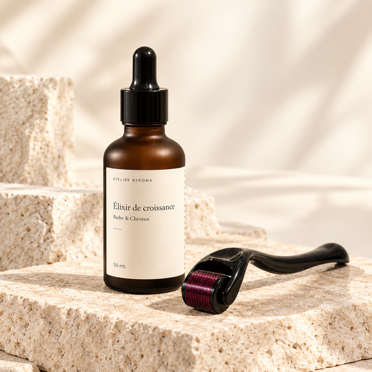 Coffret Rituel de pousse Atelier Byroma : Élixir de croissance 50 ml et Dermaroller