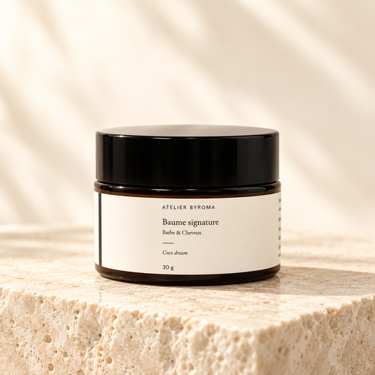 Baume Signature Atelier Byroma, baume à barbe et cheveux au karité, pot de 30 g